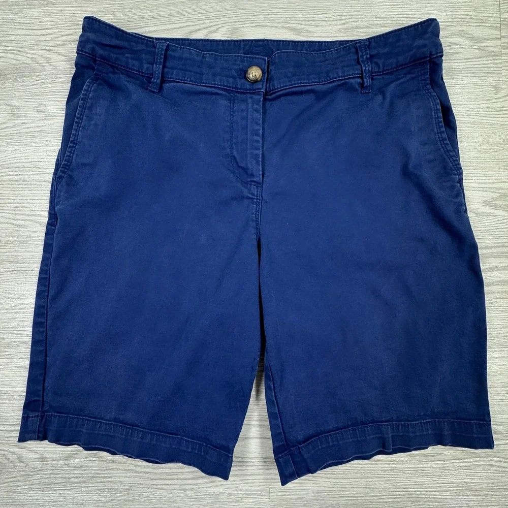 Tommy Bahama Women's Boracay Chino Shorts Island Navy 12 Cotton Stretch Pocket